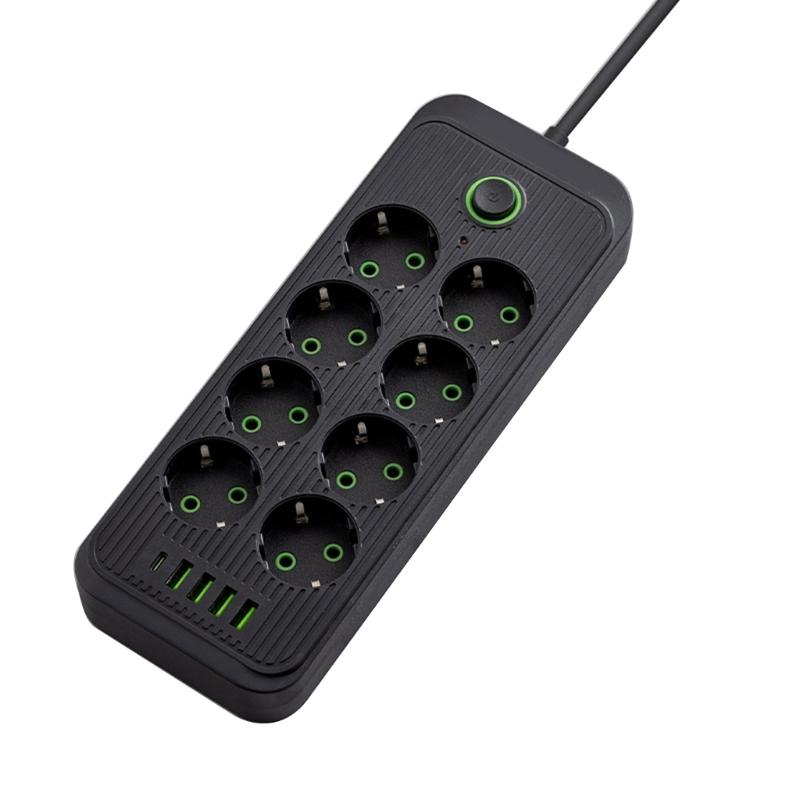 

European Type High Power Strips with 3 Outlets & Long Cable Heavy Duty Power Strips Overload Protections for Home Office