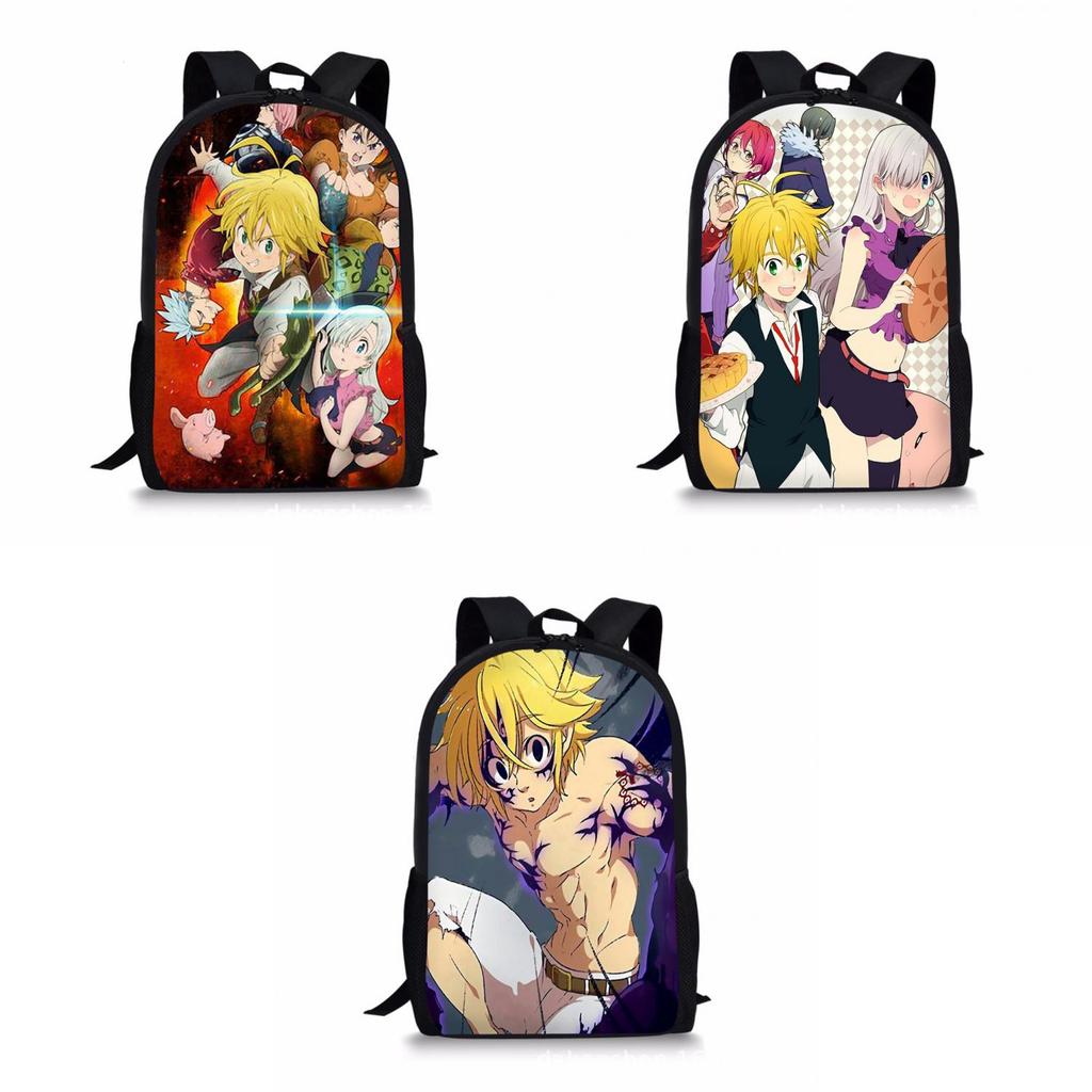 Seven Deadly Sins Cartoon Backpack Unisex Fashionable Travel And School Bag