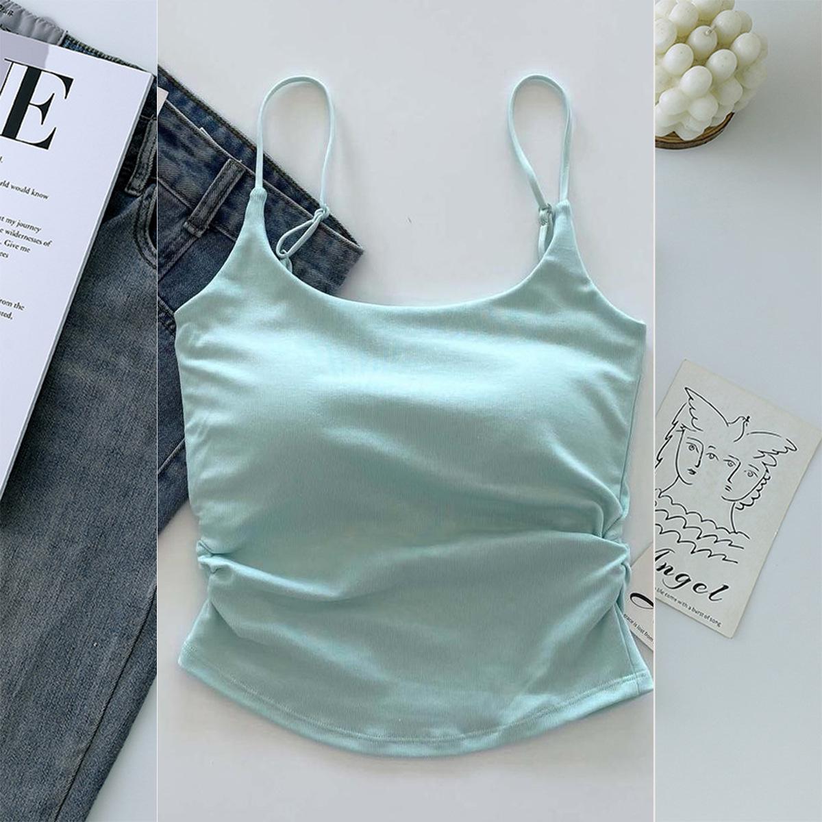 

Женская летняя сексуальная майка с фиксированной чашкой и красивым дизайном спины One Size (80-130 Jin)