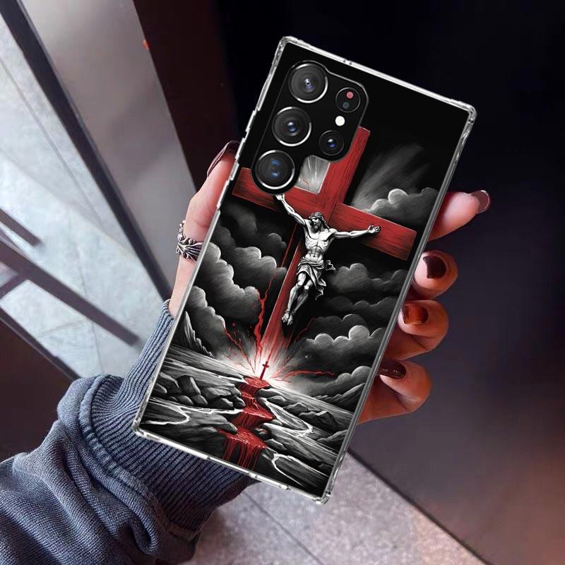 Christian Cross Design Phone Case For Samsung Galaxy S26 S25 Edge S24 S23 Ultra S22 Plus S21 S20 FE Soft TPU Back Cover Funda Ga