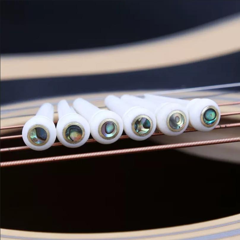 6pcs/lot Pure Bone Top Inlaid Abalone Shell Dots Acoustic Guitar Bridge Pins