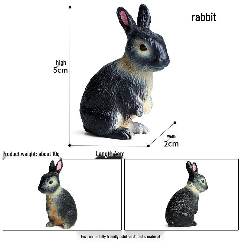 Children s Mini Solid Rabbit Model - Plastic Wild Animal Toy Ornament
