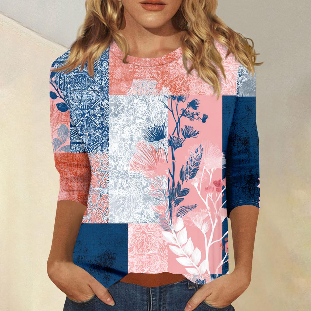 Damen 3/4-Ärmel Shirts Grafik-T-Shirts Shirts Lässige Basic-Tops Pullover