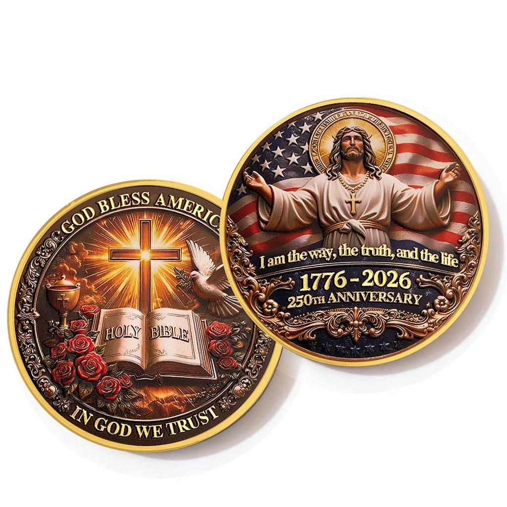 250th Anniversary Commemorative Coin Independence Day Founding Medal Challenge Coin Embossed Metal Coin Color Printed Badge