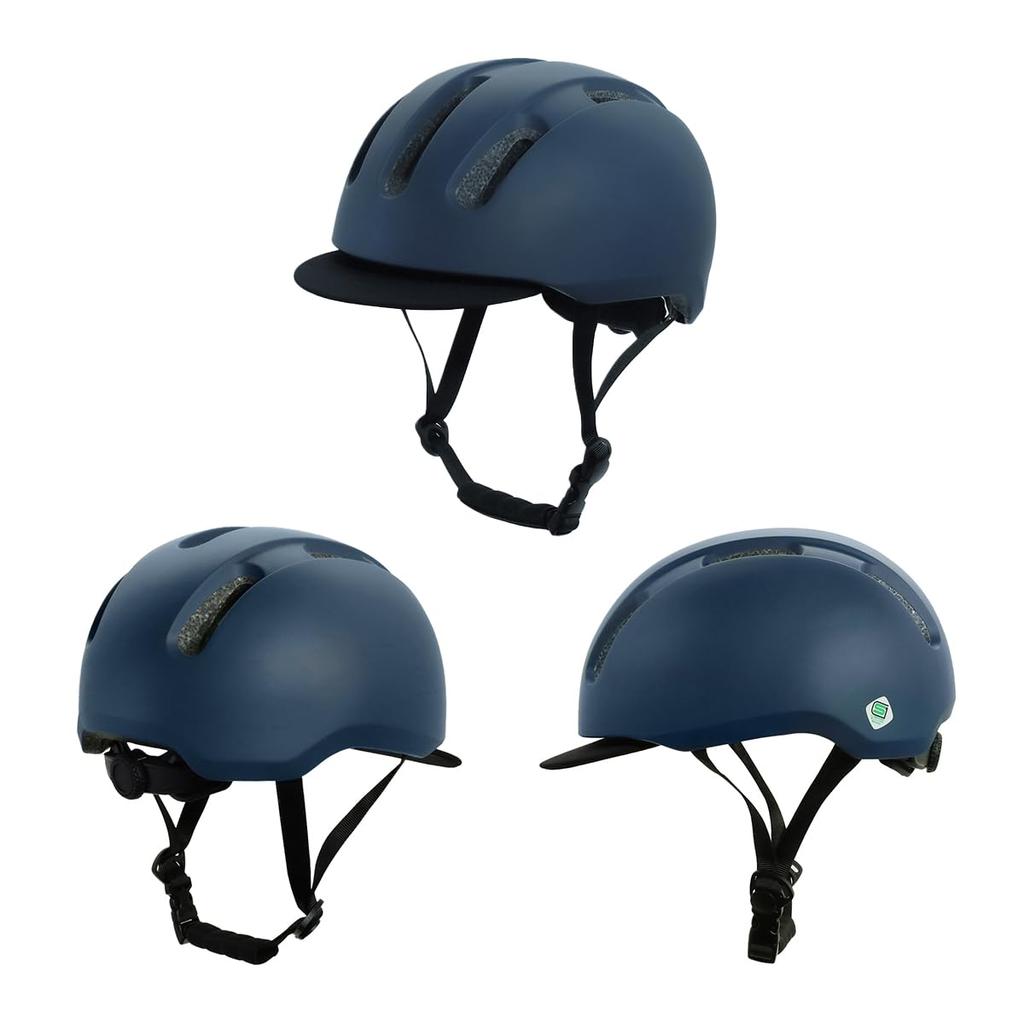 TEITO Adult Bicycle Helmet with Brim Size SG City School and Matte Navy SG-certified [Subsidy Eligible] 55-60cm, Mark, Authentic, Cycling, Commuting,