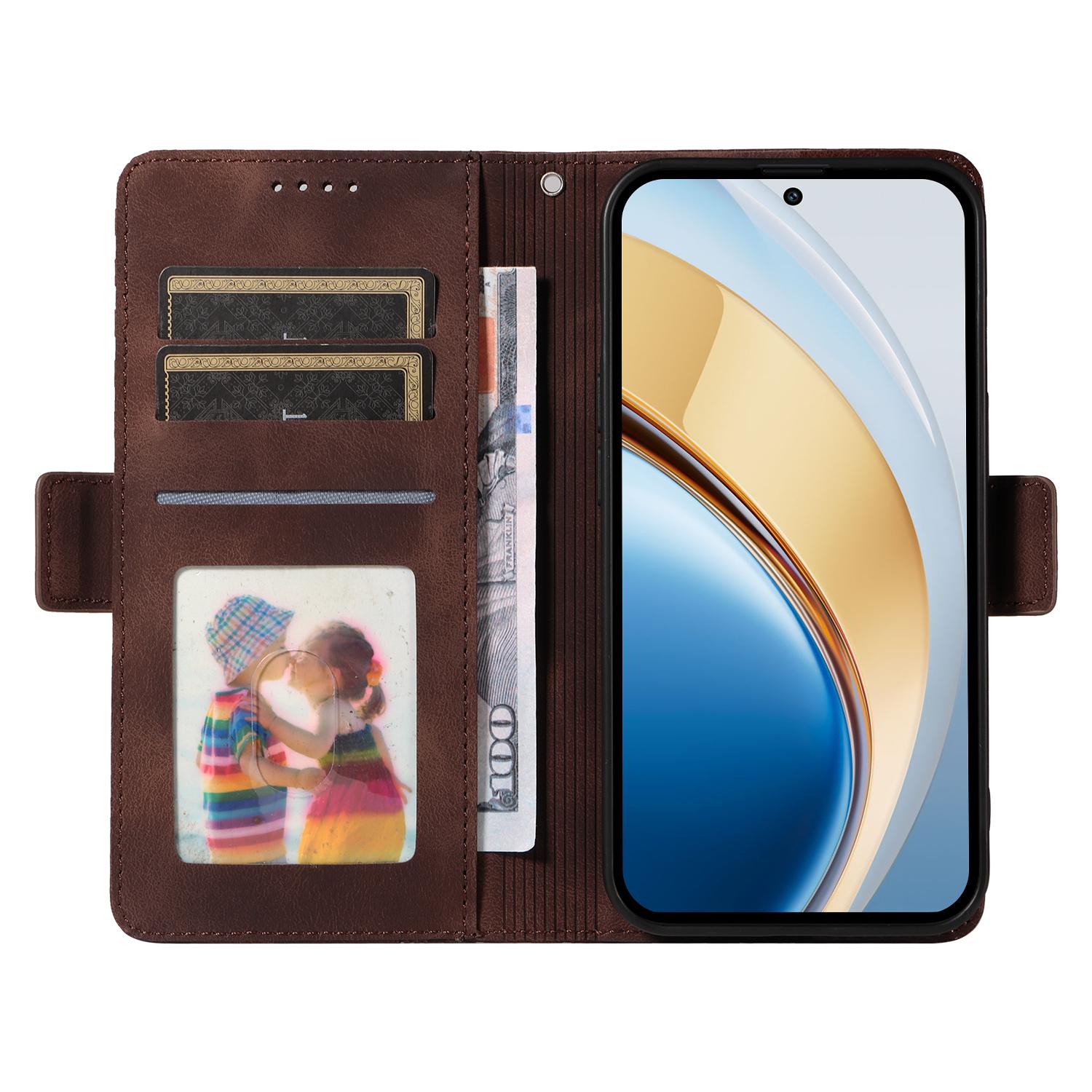 

Leather Case for vivo Y300 5G/Y200 5G/V40 Lite (Indonesia) 5G/4G Rhombus Starry Imprinted Phone Cover Brown