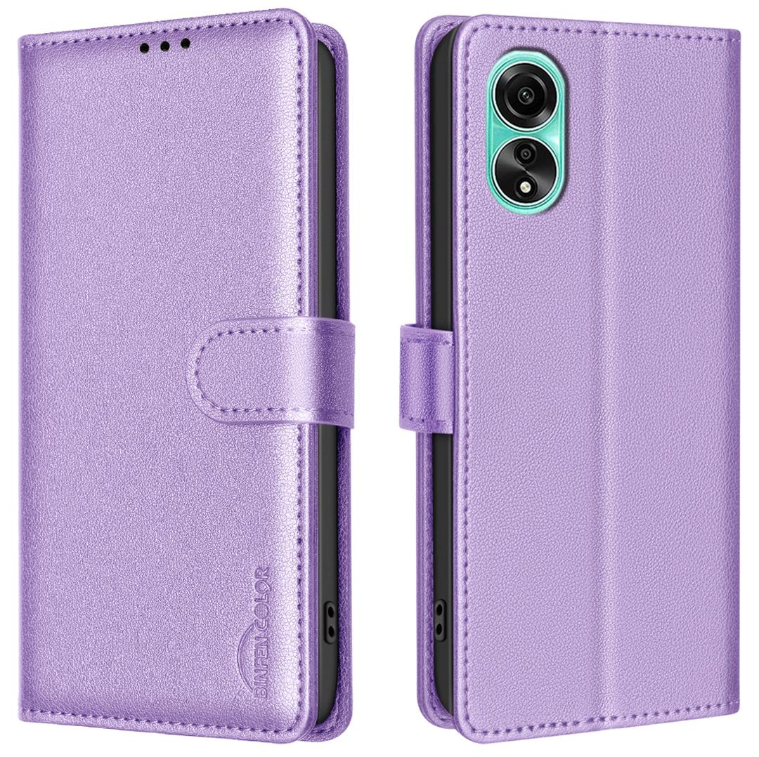 

BINFEN COLOR BF32 PU Leather Phone Shell for Oppo A78 4G Case Litchi Texture RFID Blocking Leather Cover D