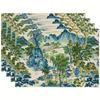 4pcs Vintage Chinoiserie Mountain & Tree Placemats, 12x18 Inch - Polyester, Rectangular Table Mats with Traditional Chinese Land