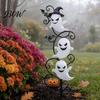 Wrought Iron Ghost Yard Stake Halloween Garden LED Light, Waterproof Ground Decorative Stakes for Lamp, Outdoor Lawn Path Decoration Holiday