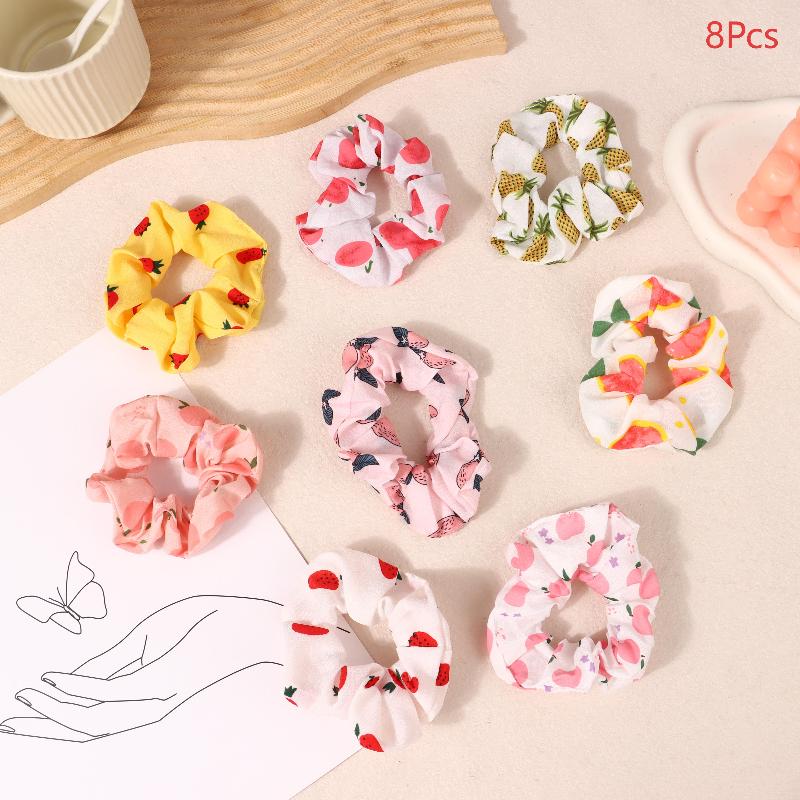 10Pcs Hair Rings Simple Cute Women Classic Large Intestine Hair Rings Marble Head Spring Summer Hair Accessories
