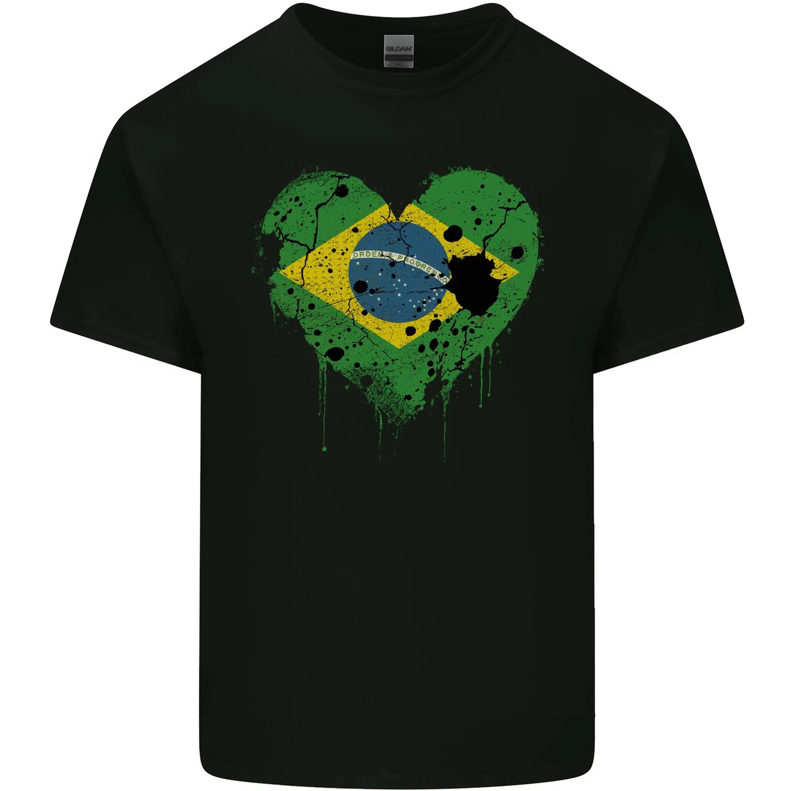 Love Brazil Flag Brazilian Day Football Kids T-Shirt Childrens S