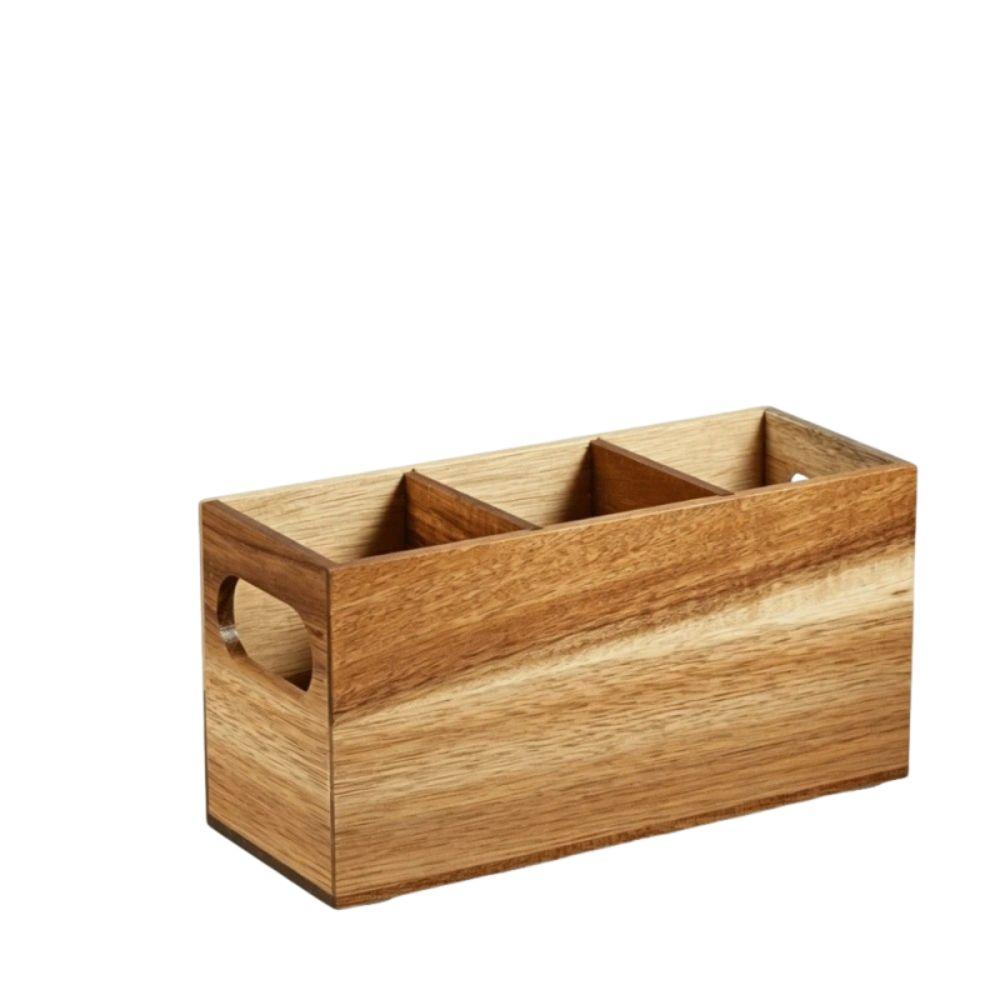 Wooden Cutlery Holder 3 Compartment Storage Rack Kitchen Tools Utensil Organizer Home