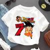 Dragon Ball Goku T-shirt for Children Birthday Figure Tee Top White Clothing Fashion Base Round Neck Cartoon Clothes Kids Gift