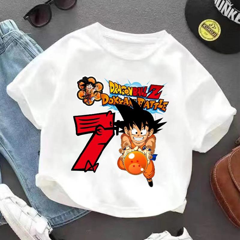 

Dragon Ball Goku T-shirt for Children Birthday Figure Tee Top White Clothing Fashion Base Round Neck Cartoon Clothes Kids Gift 110