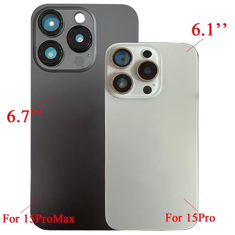 Para iPhone 15 Pro Max Para 15Pro Tapa trasera de cristal con agujero grande tapa trasera de batería con agujero para cámara para reemplazo Con Imán