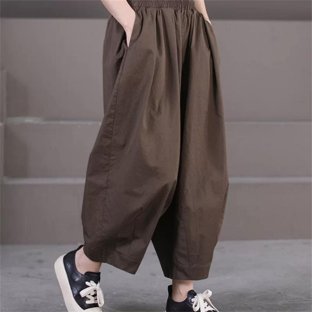 Korean Style Women Harem Pants Summer Vintage Solid Lantern Pants Casual Loose Female Wide Leg Pants Clothing