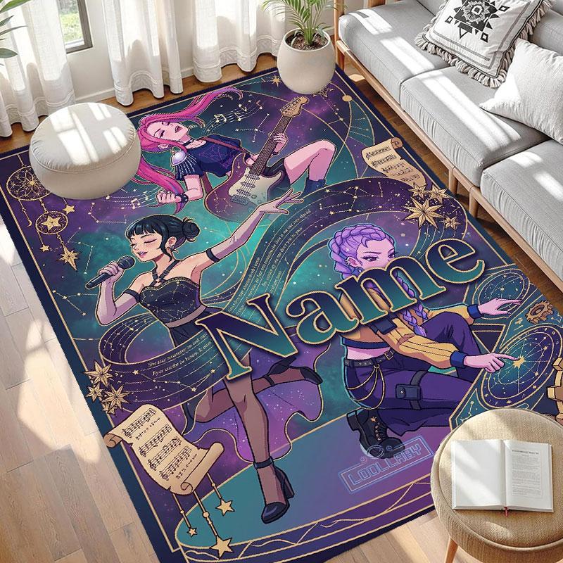 Covor Personalizat cu Nume Kpop Demon Hunter, Covor Versatil pentru Decor Acasă, pentru Cameră de Joacă, Apartament, Balcon, Hol de Intrare, Hol Cadou