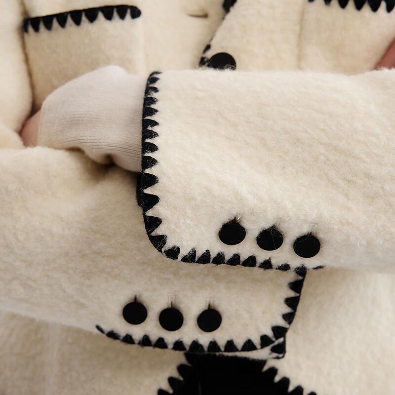 Langzi French Style Black & White Contrast Wool Short Jacket