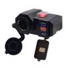 Motorrad Handy Ladegerät, Motorrad Steckdose Dual USB Schnellladebuchse mit Netzschalter, Abdeckung & LED Digital Voltmeter Taster für DC 12V Auto
