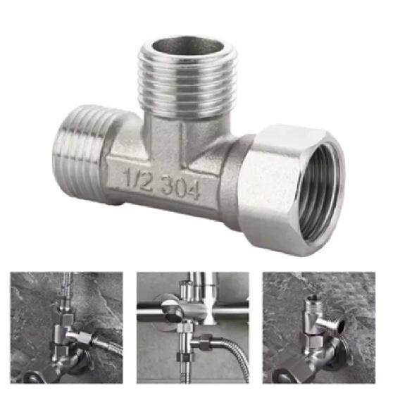 Stainless Steel T Adapter G1/ 2" T-Valve Diverter Valve Three Way Device Hole For Bath Bidet Sprayer Shower Fuel Injectors 6