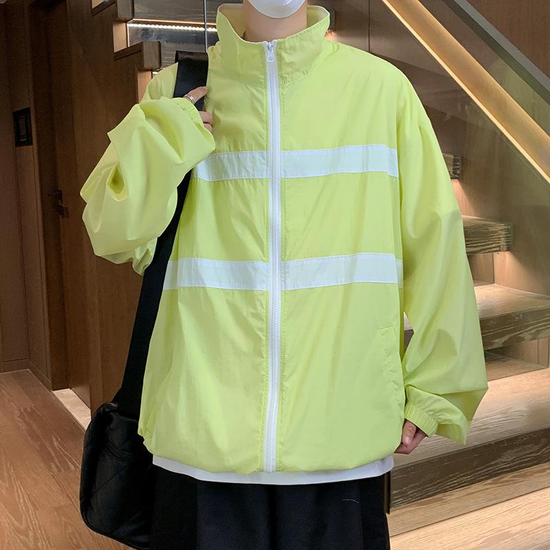 

New Men s Sunscreen Clothing Long-sleeved Jacket Skin Clothing Color Matching Stand-up Collar Couple Clothing 5XL