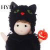 Halloween Door Hanging Decor Plush Witch Doll with Lanyard, Cute Furry Pom Three-dimensional Ball Ornament for Doors Windows Trees Party
