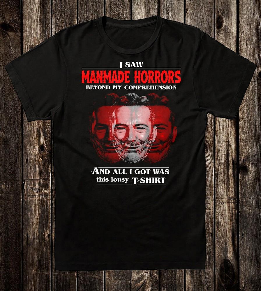 Retro Halloween Tee T Shirt Vtg Art 100% Cotton Manmade Horrors Unisex T-Shirt M