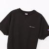 Champion Basic Cotton USA Short Sleeve Sweatshirt In Off Featuring a Crew Fleece and a Logo Women's (CW-B005) Black, Neck, Lining, One-point