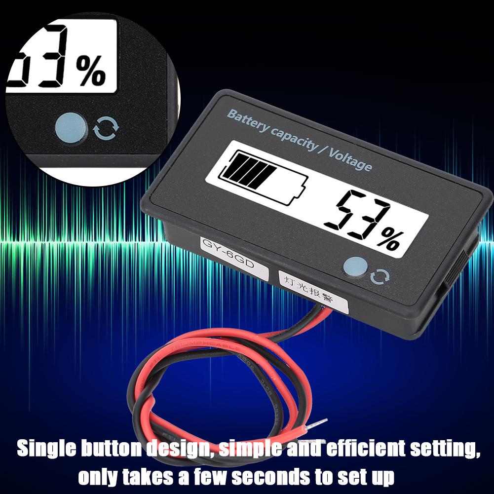 GY-6GD PCB HTN Battery Capacity Monitor Indicator LCD Display with Flashing Alarm 12-84V White