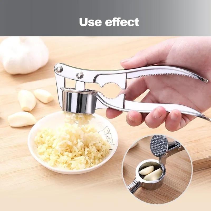 Stainless Steel Garlic Press Masher Squeezer 4-in-1 Garlic Press Crusher Multifunction Garlic Crusher Manual Press Grinding Tool