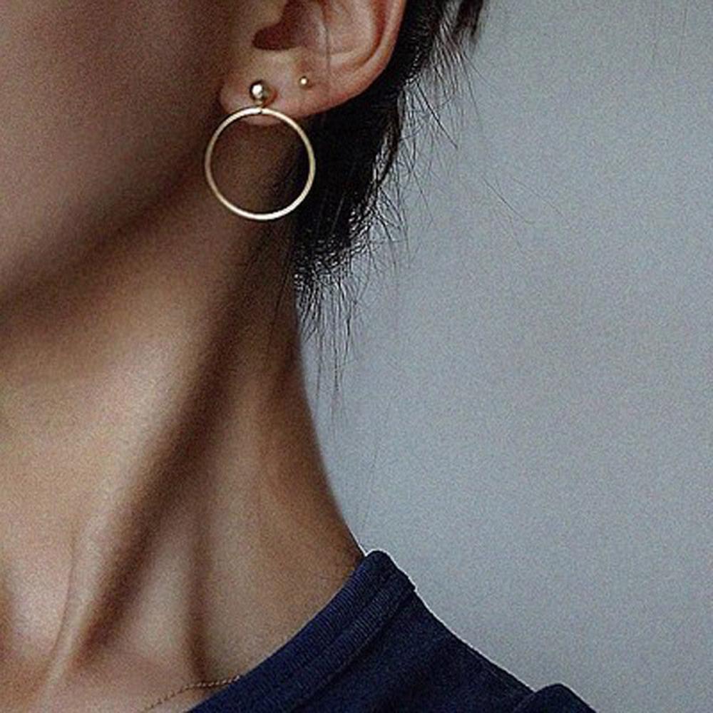 2024 New Fashion Jewelry Punk Style Gold Color Geometric Round Circle Stud Earrings Best Gift For Women Girl Wholesale