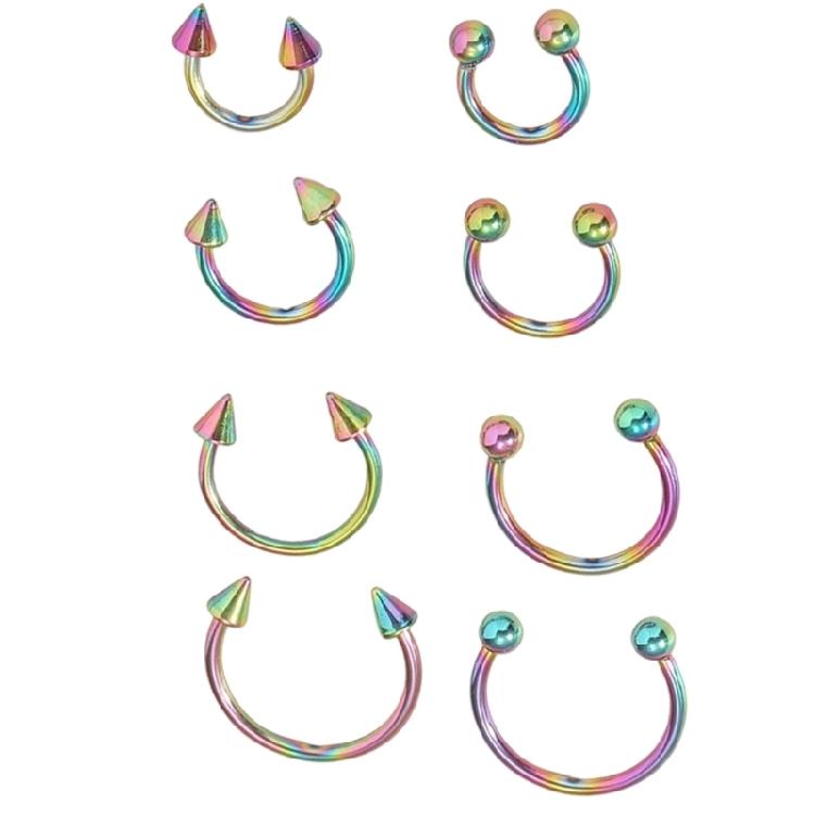 Versatile Alloy Lip Nose Ear Rings Set Sturdy Construction Featuring C Bar and Horseshoe for Fashion Wear