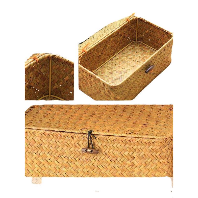 Japanese Style Bamboo Woven Storage Box with Lid - Haili Rattan Souvenir Basket
