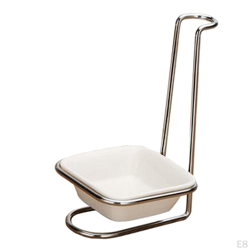 color ceramic Kitchen Ladle Spoon Rest Holder with Polished Stainless Steel Rack