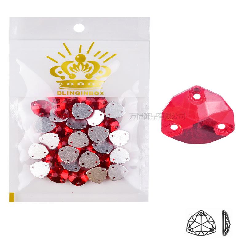 Glass Fat Triangular Flat Bottom Hand Sewn Drill, Neon Fluorescent Flat Buckle Rhinestone Jewelry Accessories Diy Clothing Accessories Sticker Drill