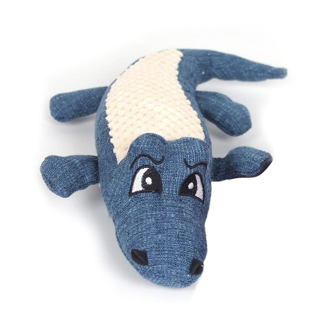 Plush Squeaky Dog Toys Interactive Fun Cartoon Animal Shape Bite Resistance Teeth Grinding Stuffed Plush Puppy Toys Blue