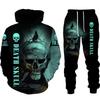 Hot Sale, Stylish 3D Skull Print Punk Sportswear, Pants Hoodie Couple Suit Street Trend