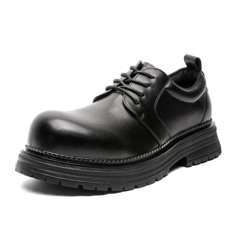 

Кожаные туфли мужские деловые туфли свадебные туфли жениха повседневные туфли дерби в британском стиле на высокой платформе 2232-J 46 чёрный