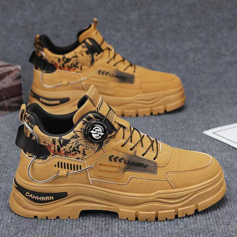 High-top autumn sports waterproof, wear-resistant and non-slip thick-soled casual rotating button Martin boots