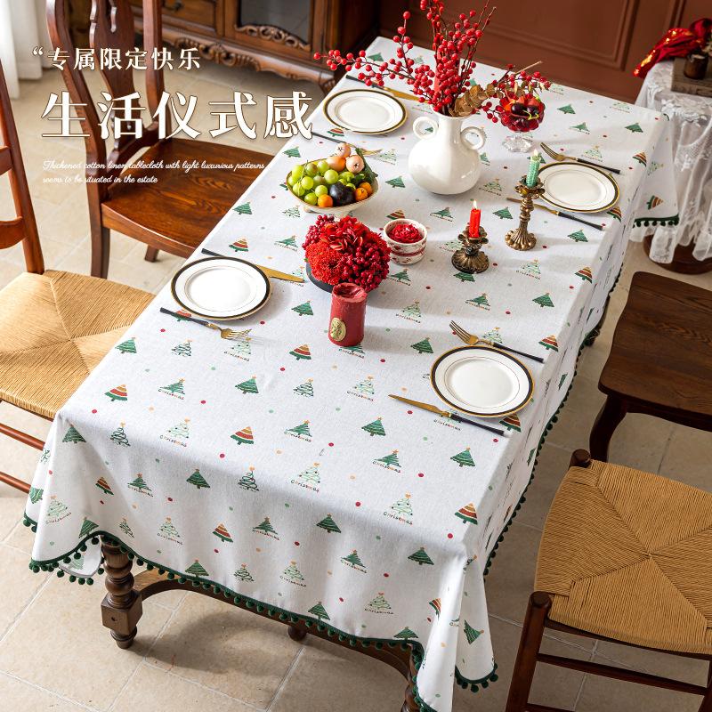 High-end tablecloth household round table rectangular table festive atmosphere Christmas party tablecloth