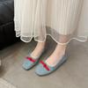 New French Spring and Autumn Evening Wind Fairy Shallow Mouth Single Shoes Female Gentle Flat-bottomed Doudou Shoes Red Pedal