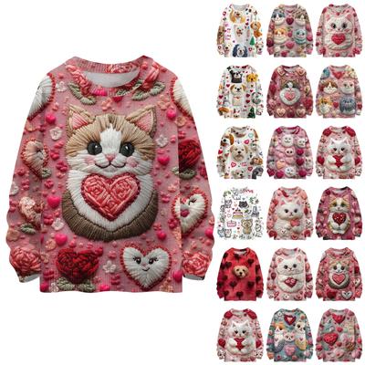 Valentine's Day Sweatshirts For Children Boys And Girls Knit Sweater Cute Shirt Fall Crewneck Pullover Tops