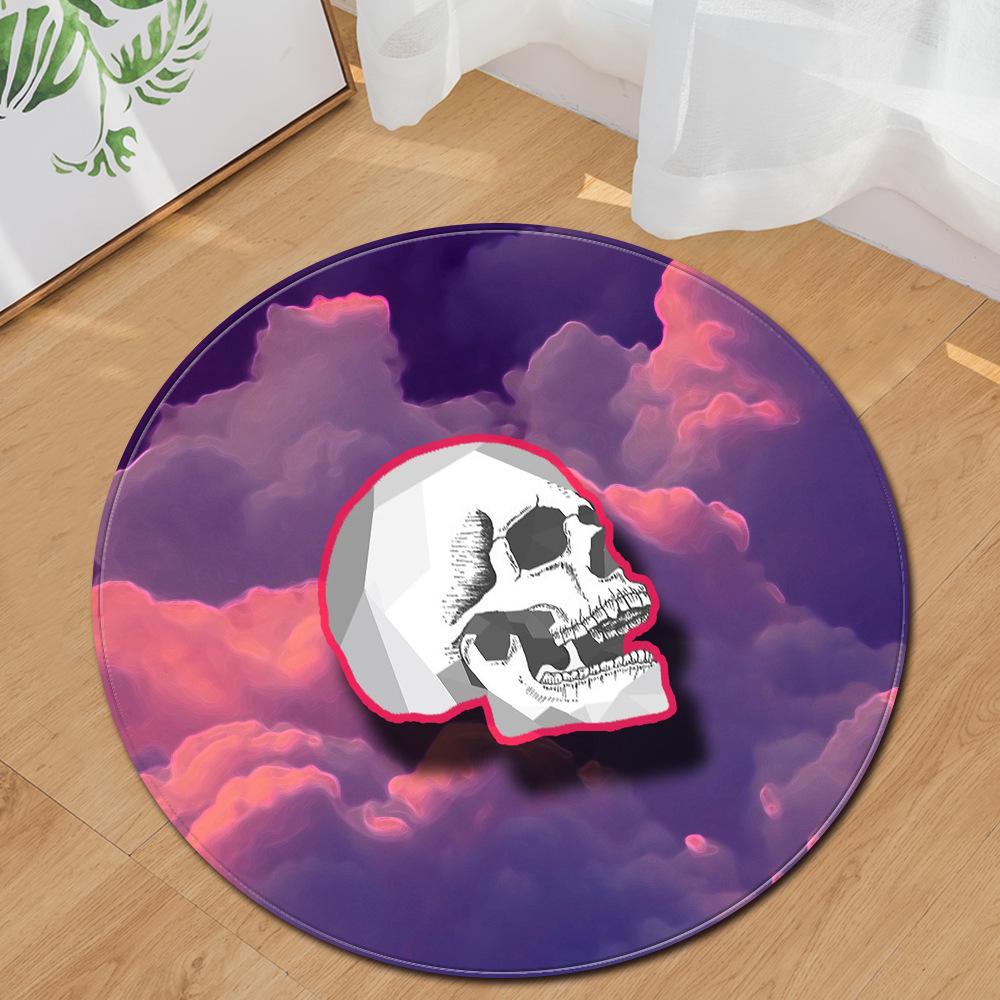 Skull Round Carpet Computer Chair Mat Office Chair Floor Mat Door Mat Foot Mat