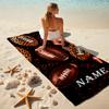 1PC Custom Name Leopard Print Footballs Beach Towel Highly Absorbent And Sand-Resistant Towel for Swimming, Pool, Yoga, And Travel Lightweight