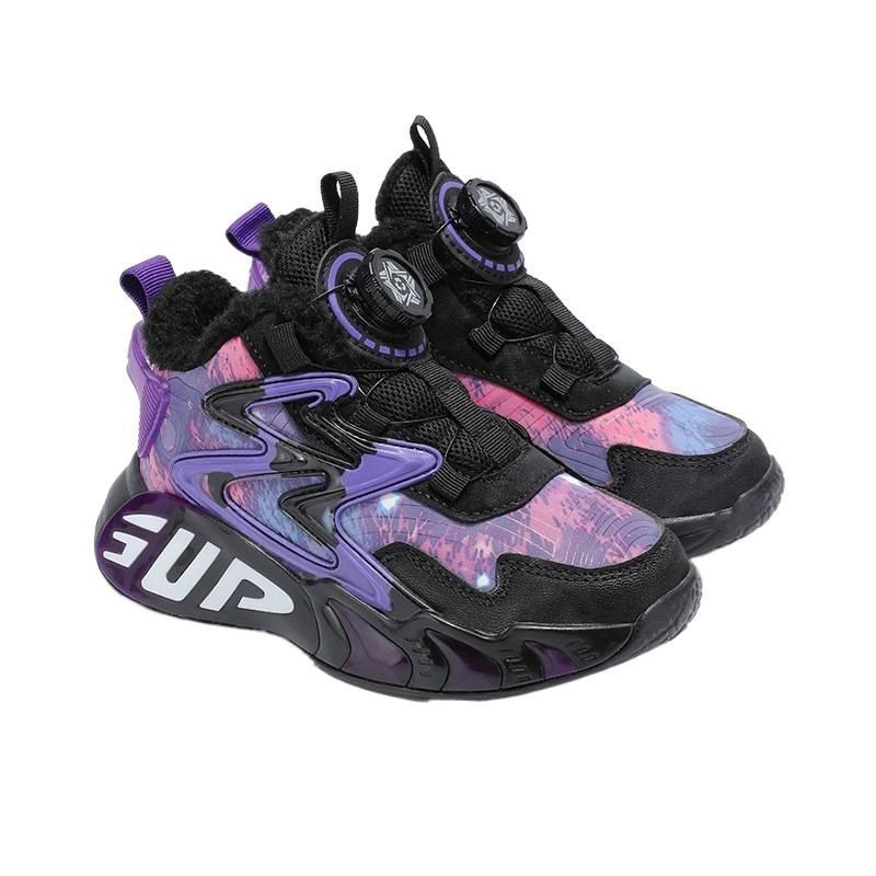 Children's Basketball Shoes Men's 6-12 Years Old Children's Shoes 2025 New Autumn and Winter Running Velvet Sports Shoes Entity