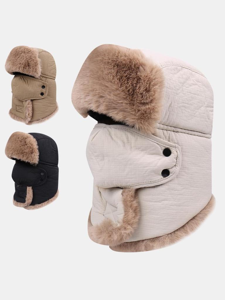 Winter Cycling Hat For Men & Women - Windproof Earflap Beanie With Faux Fur Lining, Warm & Breathable Outdoor Sports Mask