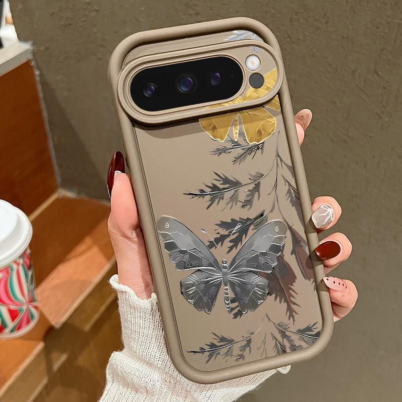 Custodia in Silicone con Motivo a Foglie di Farfalla Per Google Pixel 10 9 Pro XL 9A 8A 7 8 Pro 7A Custodia Morbida Antiurto Per Pixel 9 Pro