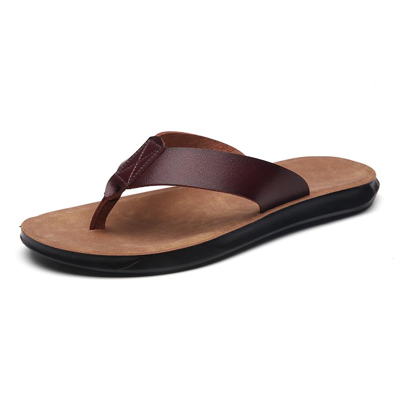Fashion Size 38-47 New Italian Leather Flip-flops For Men Casual Cool Beach Summer Shoes Hotel Slippers Man Light Flats Luxe Men's Shoes