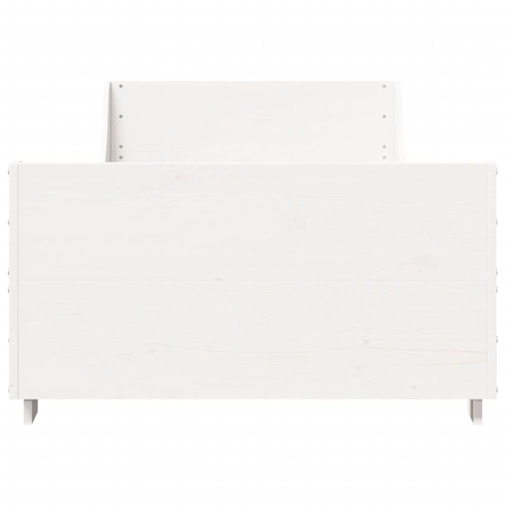 Solid Wood Bed Frame without Mattress White 75x190 cm Pine Wood