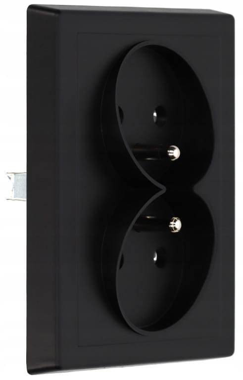 Double Socket with Grounding IP20 16A 250V Flush-mounted Matte Black